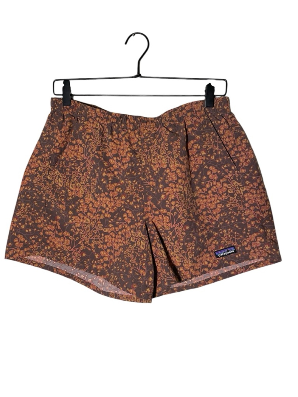 Patagonia Brown Shorts Netplus Recycled with Orange Floral Print